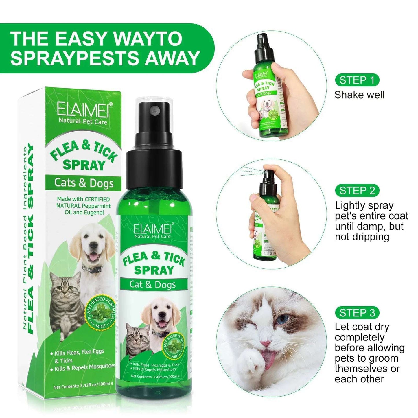 100ml Natural Pet Care Topical Flea&Tick Spray