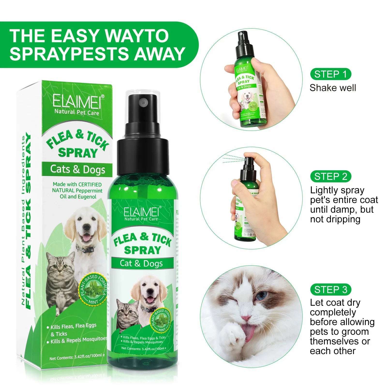 100ml Natural Pet Care Topical Flea&Tick Spray