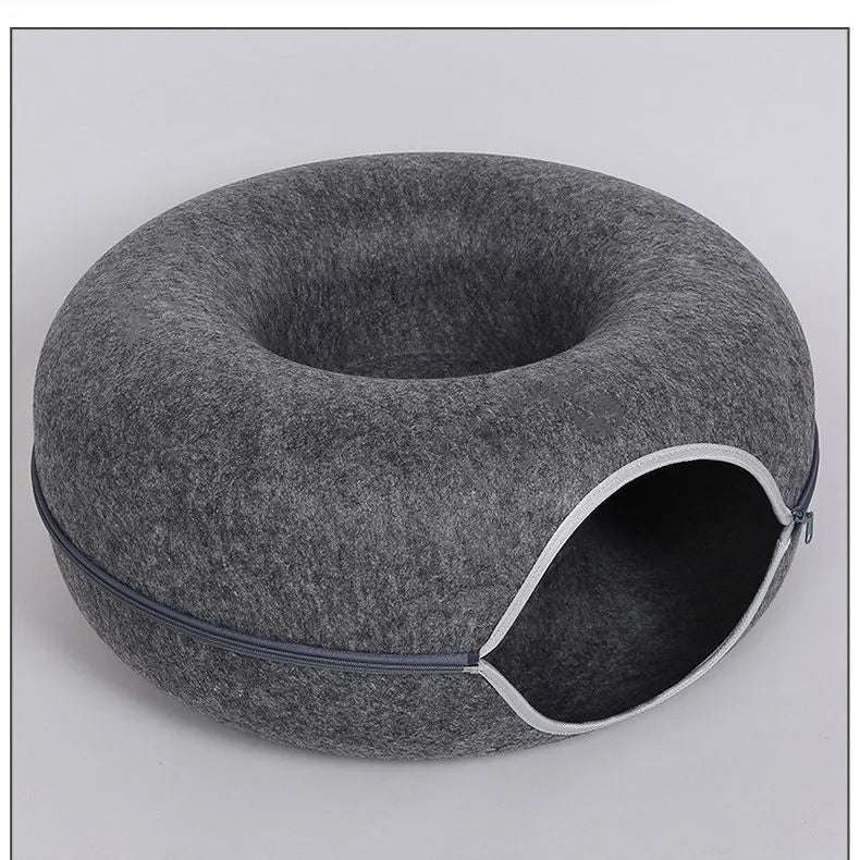 Donut Cat Bed Interactive Tunnel Pet Felt Indoor Toys