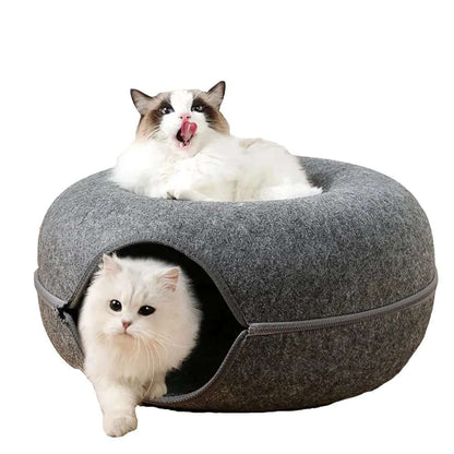 Donut Cat Bed Interactive Tunnel Pet Felt Indoor Toys