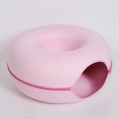 Donut Cat Bed Interactive Tunnel Pet Felt Indoor Toys