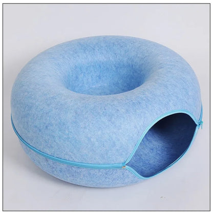 Donut Cat Bed Interactive Tunnel Pet Felt Indoor Toys