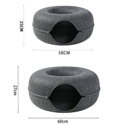 Donut Cat Bed Interactive Tunnel Pet Felt Indoor Toys