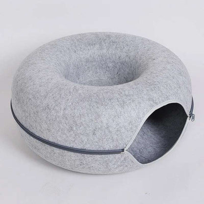 Donut Cat Bed Interactive Tunnel Pet Felt Indoor Toys