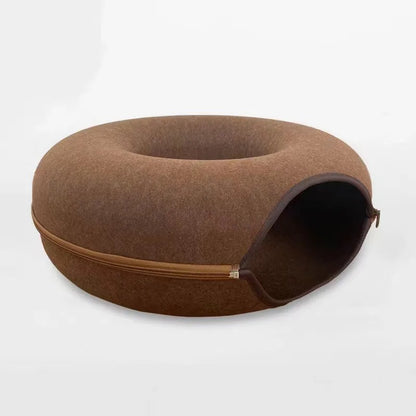 Donut Cat Bed Interactive Tunnel Pet Felt Indoor Toys